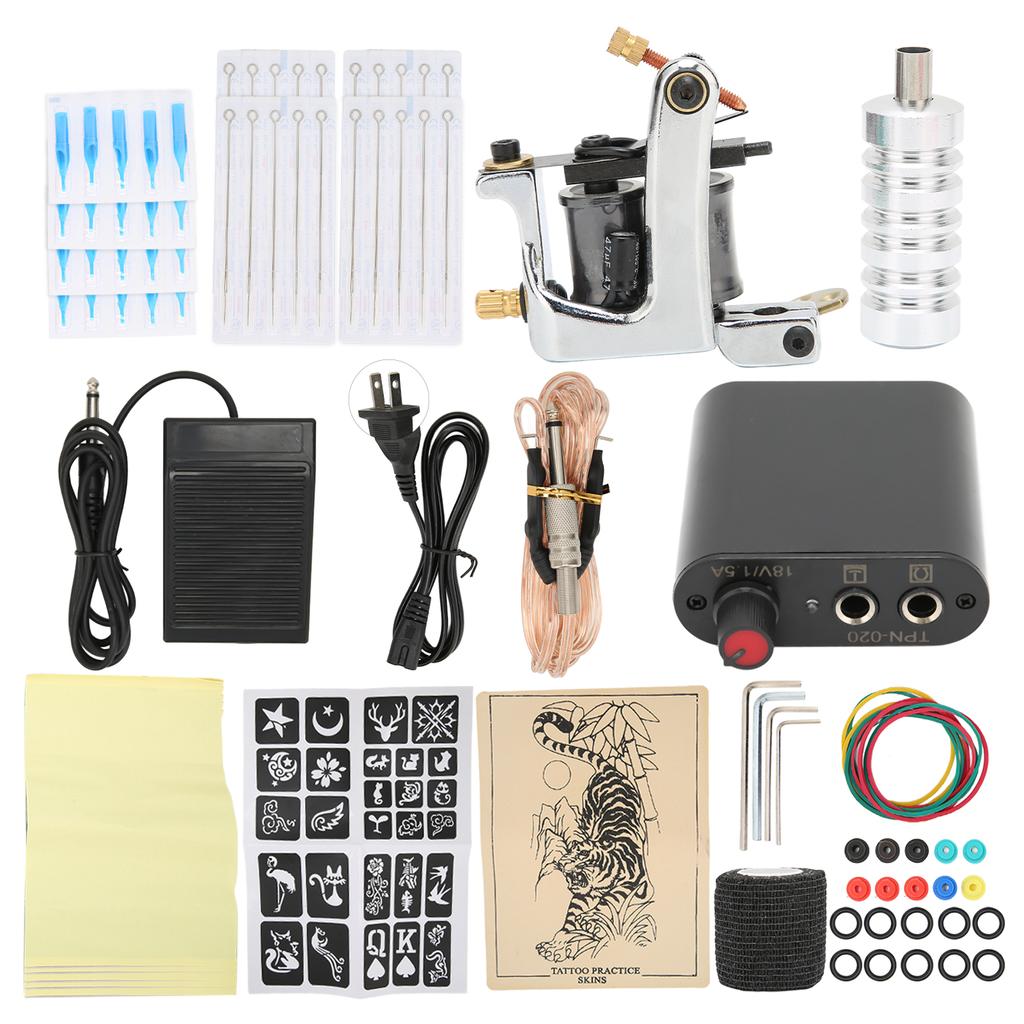 Набор для татуировки с катушкой, блок питания для кожи, педаль для начинающих, набор для татуировок