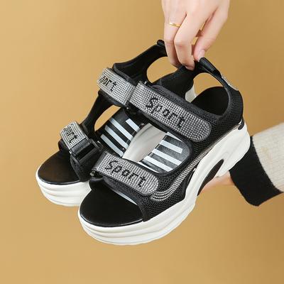 Модные Роскошные Женские Сандалии на Платформе Новые Летние Универсальные на Танкетке Женская Обувь для Улицы Повседневные Пляжные Сандалии Zapatos De Mujer