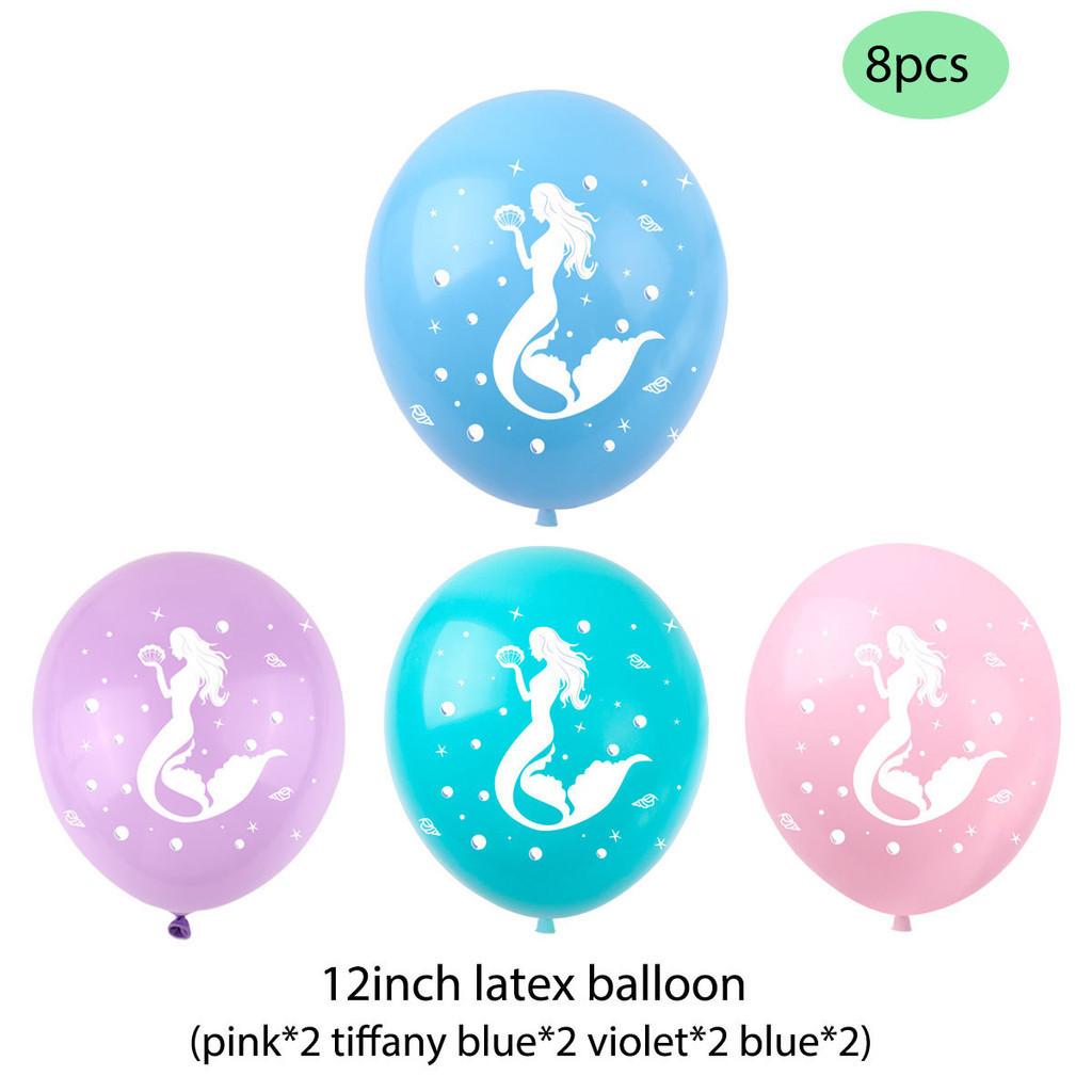 Paper Mermaid Party Decor Ocean Animal Birthday Banner Cake Topper Balloon Set