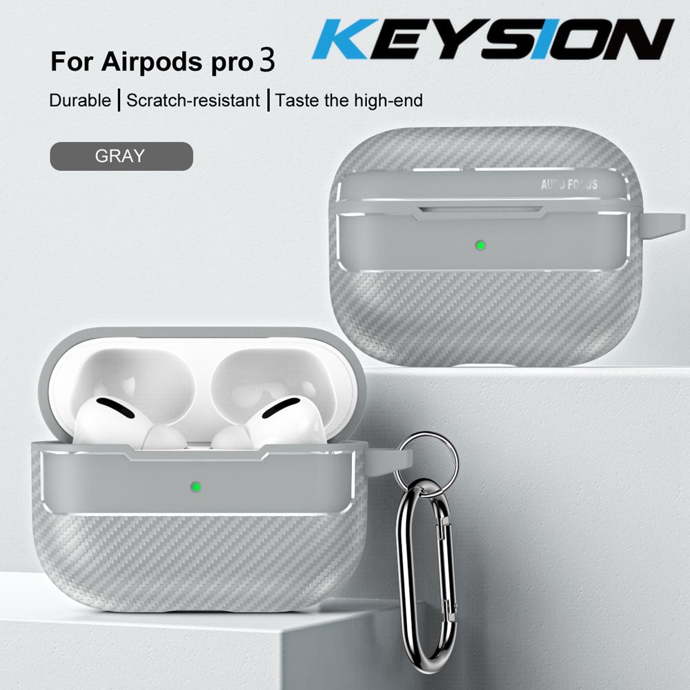 KEYSION Противоударный чехол для AirPods Pro 3 Текстура углеродного волокна Мягкий силиконовый чехол из ТПУ для Bluetooth-наушников для AirPods Pro 3 2025