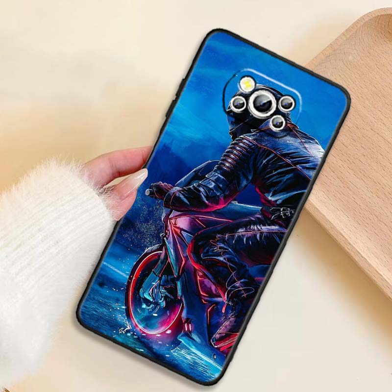 Креативная крутая накладка для телефона с мотоциклистом Для Xiaomi Mi Poco F3 F4 F5 F6 X3 X4 X5 X6 X7 M3 M4 M5 M6 M7 GT Pro 5G Черный Чехол для Телефона