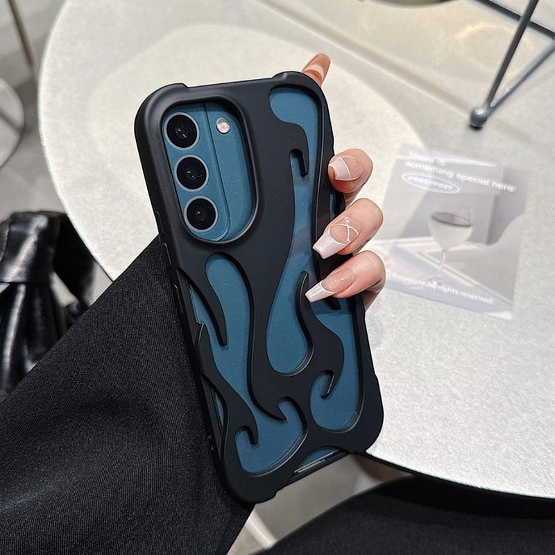 Модный мягкий чехол из ТПУ с узором в виде полого пламени для Samsung S25 Plud S24 Ultra S23 S22 A16 A06 A55 A15 A14 A54, матовый глянцевый ударопрочный тонкий чехол для телефона