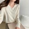 Premium soft waxy collar simple knitted primer sweater women's spring, autumn and winter casual lazy long-sleeved inner top