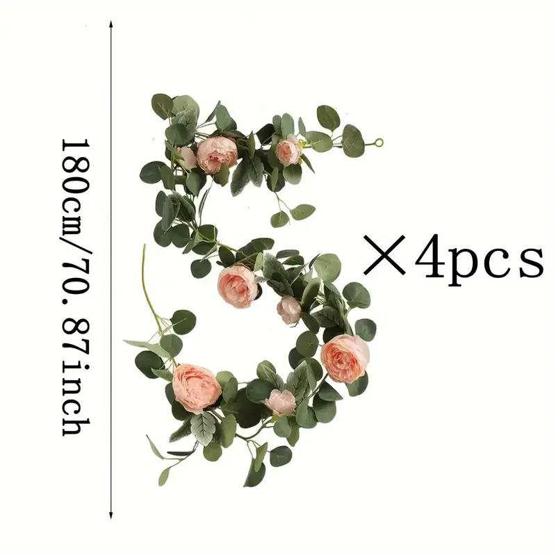 4pcs Set of Artificial Peony Garlands Made of Eucalyptus Leaves and Plastic Artificial Vines, Used for Decoration and Festivals