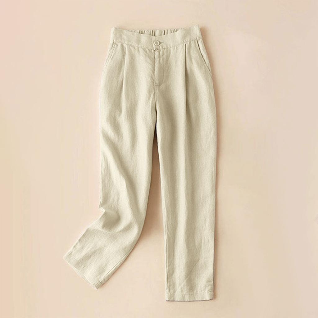 Модные женские однотонные повседневные свободные брюки с высокой талией, тонкие девятые брюки