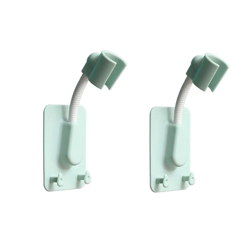 Держатель для душевой лейки 360°, регулируемый самоклеящийся кронштейн для душевой лейки, настенное крепление, подставка для СПА с 2 крючками для ванной комнаты