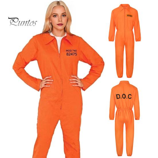 Хэллоуин Узник Косплей Комбинезон с наручниками Хэллоуин Унисекс Дети Взрослые Ролевые игры Наряд с длинными рукавами Отворотом Молния Фестивали Вечеринки Шоу