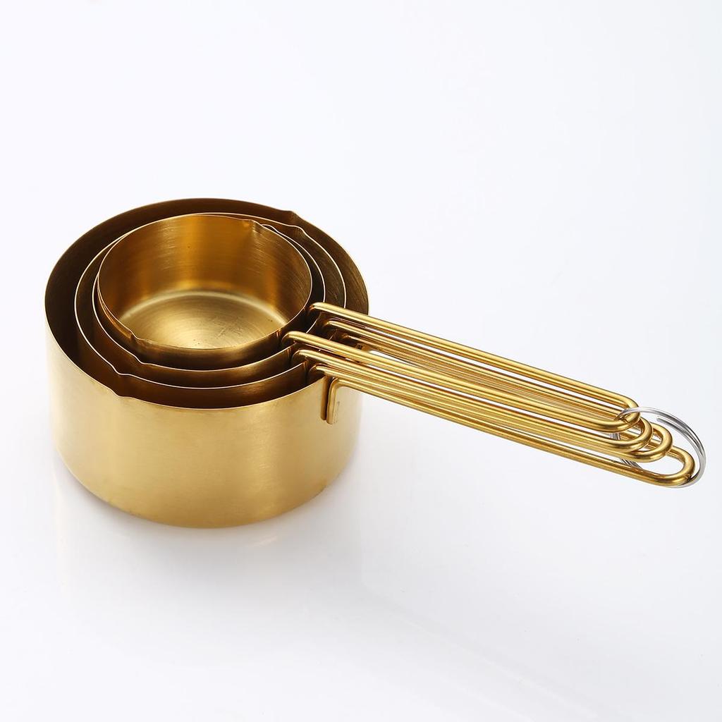 Набор мерных чашек и ложек из нержавеющей стали для кофе, приправ, выпечки - набор из 4 или 8 предметов.