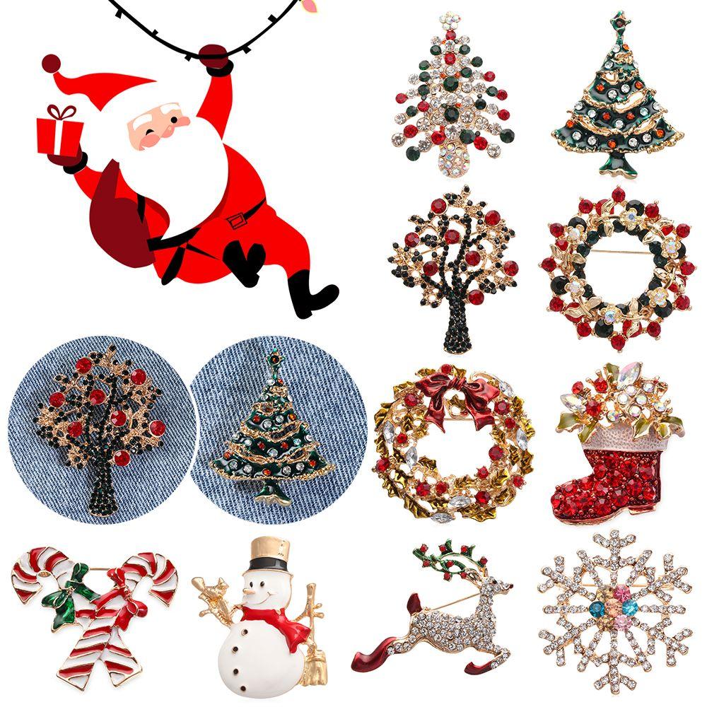 Стразы Модные украшения Рождественский подарок Рождественская брошь Значки Броши Значки Елка