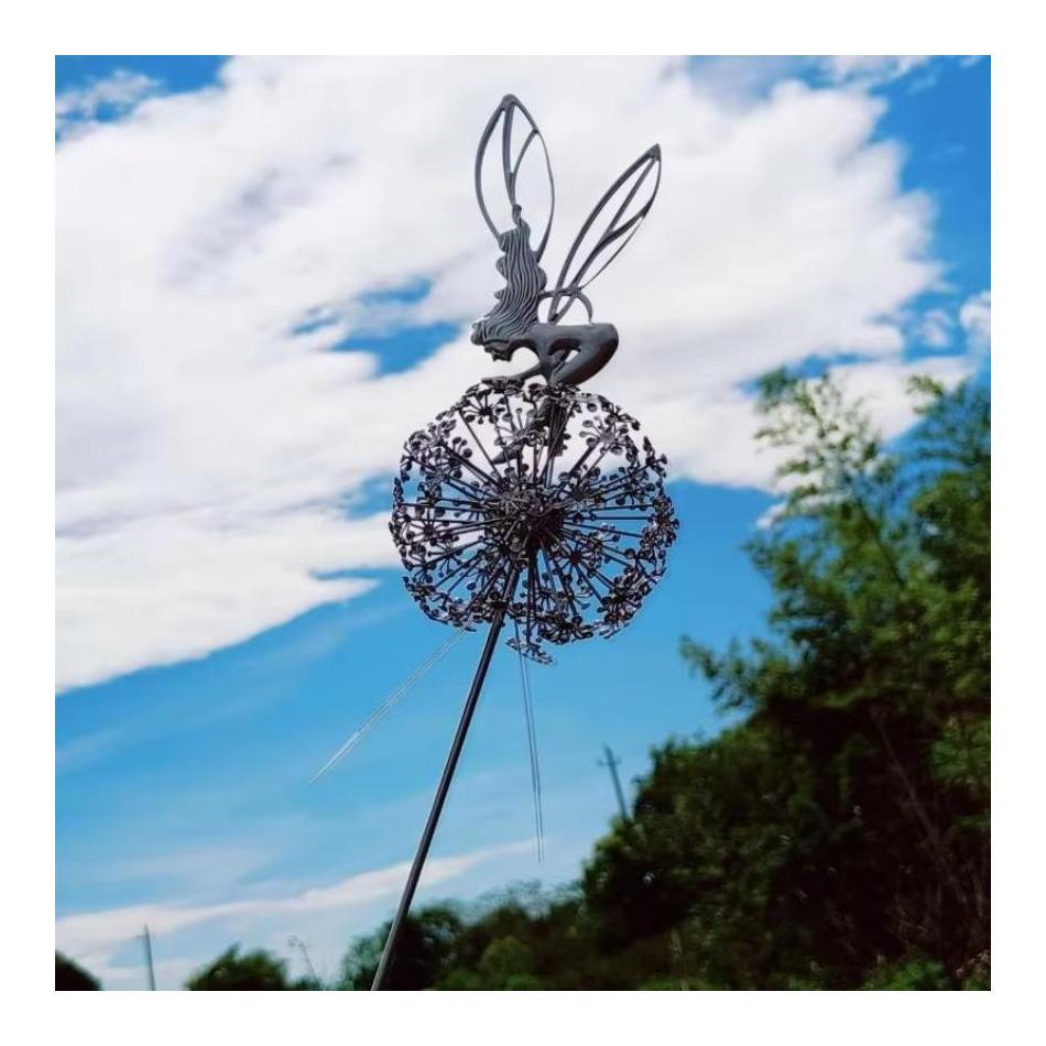 Скульптура для газона и ландшафта, украшение пикси, садовые декоративные феи и одуванчики танцуют вместе, металлический садовый декор для двора