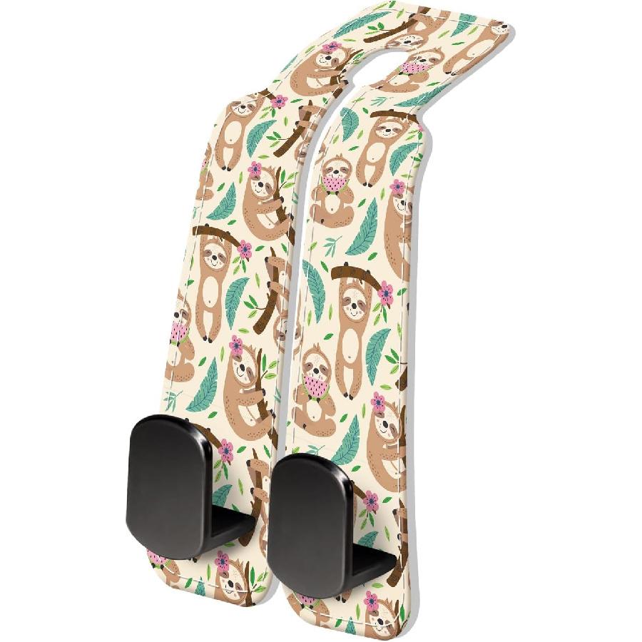 PU Leather Car Seat Hook, Storage Headrest Hanger, Cute Car Backseat Organizer, Car Hooks For Purses and Bags Black Leopard