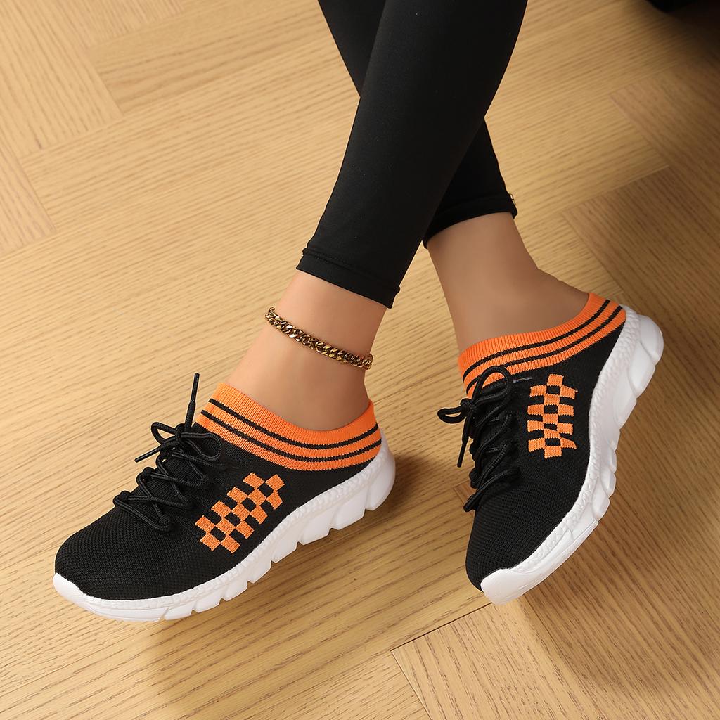 TUINANLE Women's Shoes Geometric Patterns Mesh Platform Sandals Couples Half Slippers Casual Non-Slip Platform Shoes