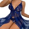 Европейский и американский сексуальный женский кружевной ночной комплект из сетки с бантом