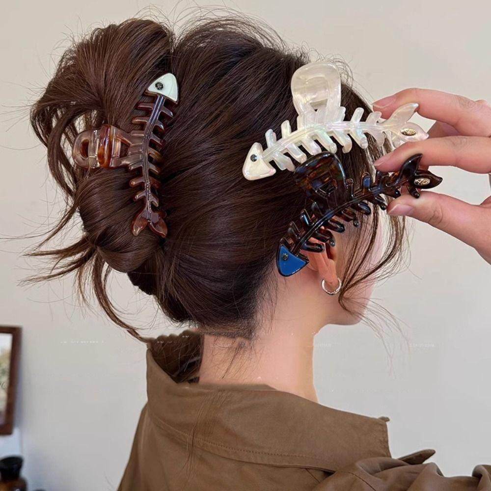 Hairpin Fish Bone Shaped Hair Claw Acetic Acid Acetate Shark Clip Cute Animals Hair Clip Headwear