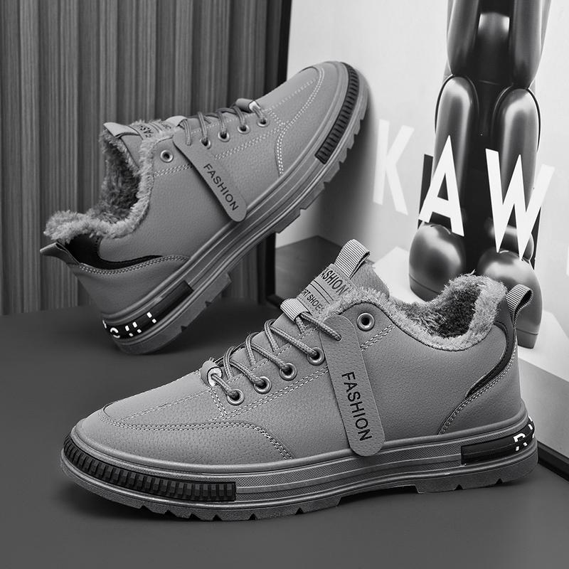 Обувь Мужские кроссовки 2024 Новые Теплые и устойчивые к холоду хлопковые туфли Модные износостойкие рабочие туфли на толстой подошве с противоскользящей платформой