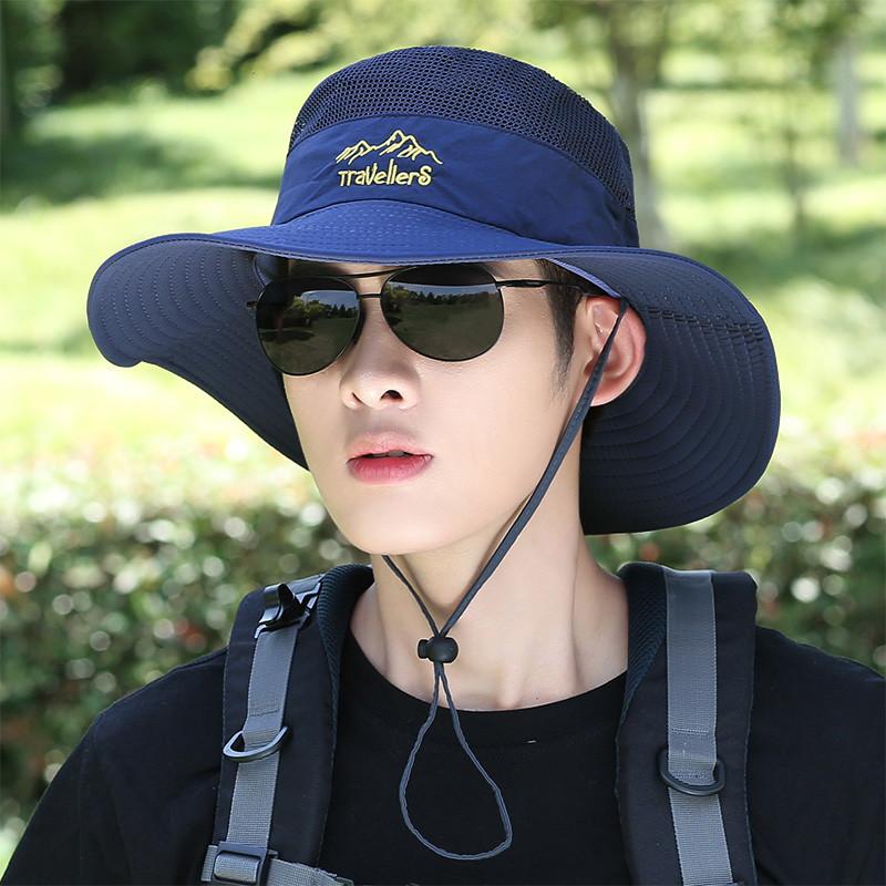 Men's Summer Outdoor Riding Fishing Leisure Benny Hat Mountaineering Sun Protection Breathable Large Eaves Fisherman's Cap