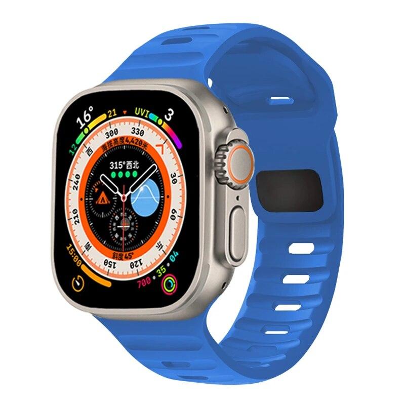 Силиконовый ремешок для Apple Watch Ultra 2 Band 44 мм, 49 мм, 45 мм, 42 мм, 40 мм, 41 мм, 38 мм, спортивный браслет Correa iwatch Series 7, 6, 3 se, 8, 9