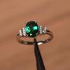 Women's Green Emerald Gemstone Ring May Birthstone Oval Cut 925 Sterling Silver Personalized Statement Ring For Engagement & Wedding Wear
