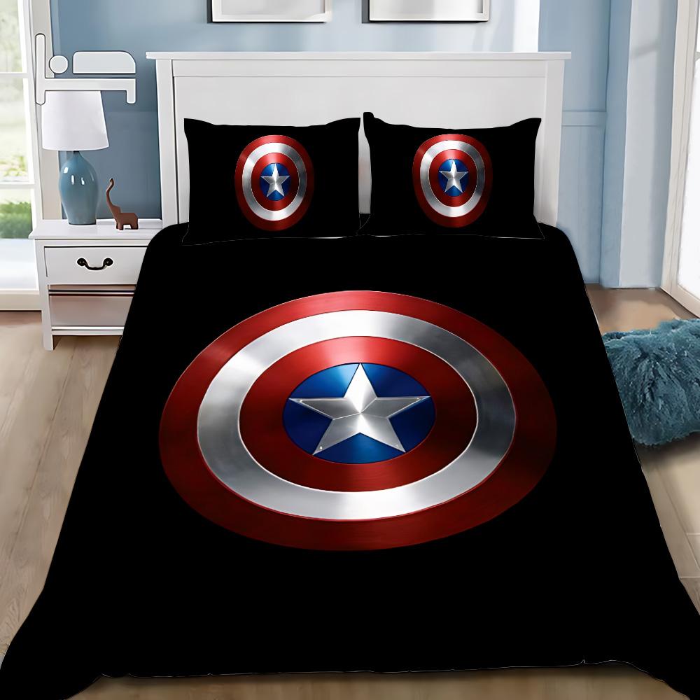 Hot Captain America Duvet Cover Pillowcase Superheroes Bedding Set Adult Boy Girl Bedroom Decoration Single Double Large Size