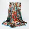 New Spring/Summer Orange Imitation Silk Neckerchief Outdoor Decoration Wraps for Women 90*90cm Cashew Print Square Scarf