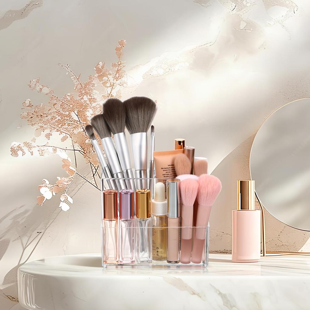 Frcolor Makeup Stationery Makeup Clear Makeup Brush Divided Cosmetic Storage Desktop Pen Desk Organizer Cosmetic Holder Storage, Storage, Organizer,