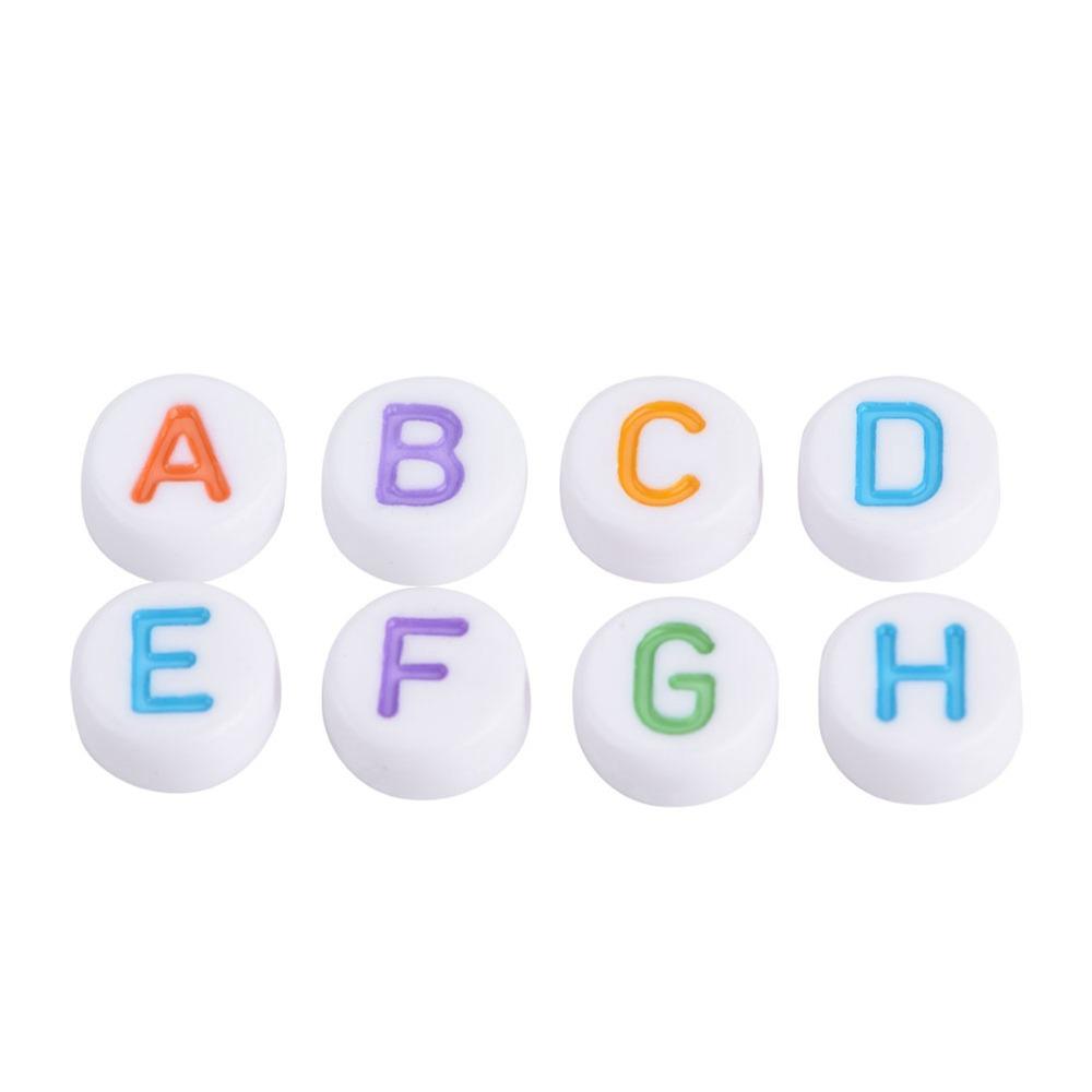 100PCS White Bead Alphabet Beads Colorful Letter Round Letter Beads Vowel Letter Beads DIY Bracelet