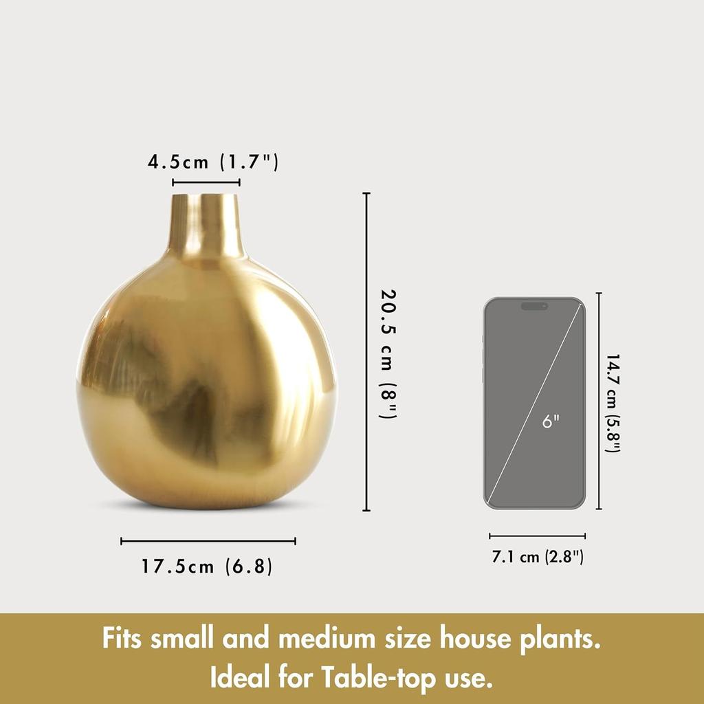 Металлическая ваза для цветов для домашнего декора, гостиной, офиса, свадьбы | Настольный декоративный элемент для фестивалей, дня рождения, золотая ваза, 1 шт. (Цветок в комплект не входит)