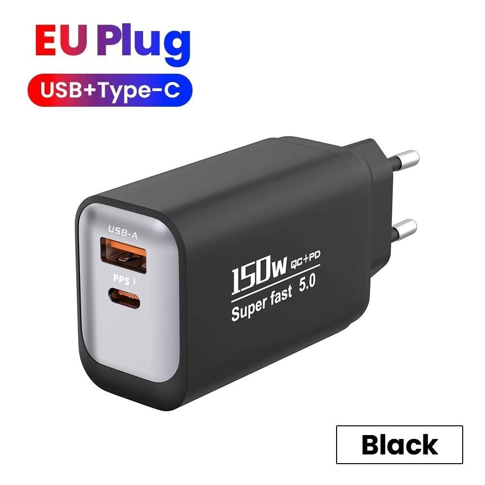 Зарядное устройство 150 Вт EU/US/UK, 2 порта, адаптер быстрой зарядки для Huawei/Xiaomi/Samsung