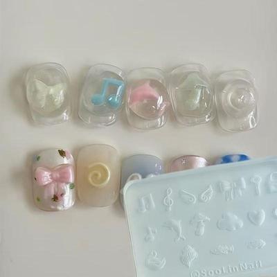 Силиконовая форма для ногтей Y2K Дельфин Музыкальная нота Мультяшный щенок Бантик Шаблоны для ногтей Инструменты для дизайна маникюра DIY Украшение для нейл-арта