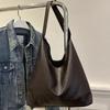 Solid Color Women Handbag Large Capacity Underarm Bag Simple Soft PU Shoulder Bag  Shopping