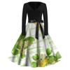 Women's Fashion V-Neck Casual Slim St Patrick's Day Printed Long Sleeve Dresses