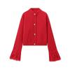Kaslead New Arrival Women's Clothing Fashion Style Fashion Minimalist round Neck Fur Patchwork Knitted Long Sleeve Cardigan