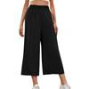Women's Wide-leg, High-waisted Stretchy Solid Color Casual Loose Cropped Pants