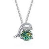 BagueRingen 1.0ct 6.5mm Green Round 18K White Gold Plated 925 Silver Pendant Necklace Moissanite Dolphin Shape Woman Girl Gift