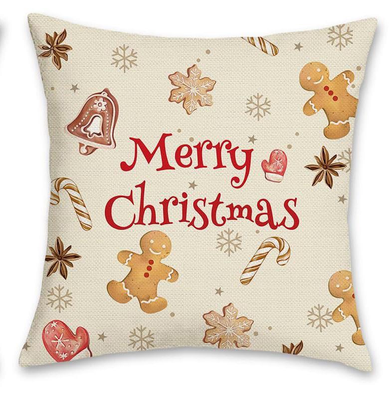 Christmas Pillowcase Cartoon Cookies Little Man Snowflake Christmas Tree Home Sofa Pillowcase