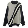 80s 90s Old Diagonal Stripe Pattern Long Sleeve Sweater LL Black Knit Men's Used