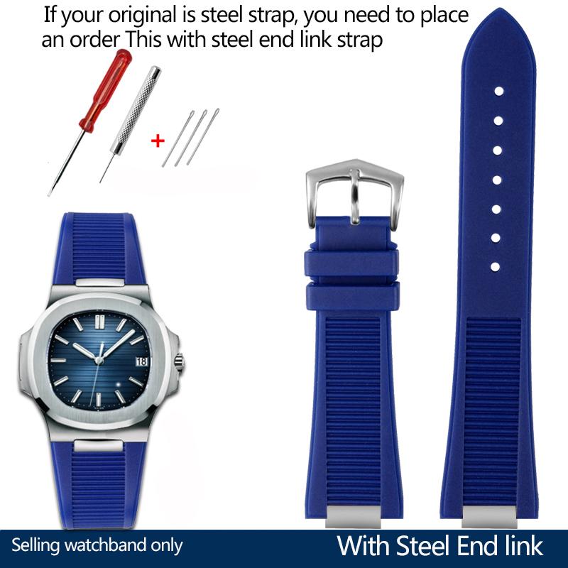 25*13 мм Силиконовый Резиновый Ремешок для Часов Серии Pa-tek Philippe Nautilus 5711/5712/5980 Водонепроницаемый Спортивный Ремешок Браслет Коричневый Синий