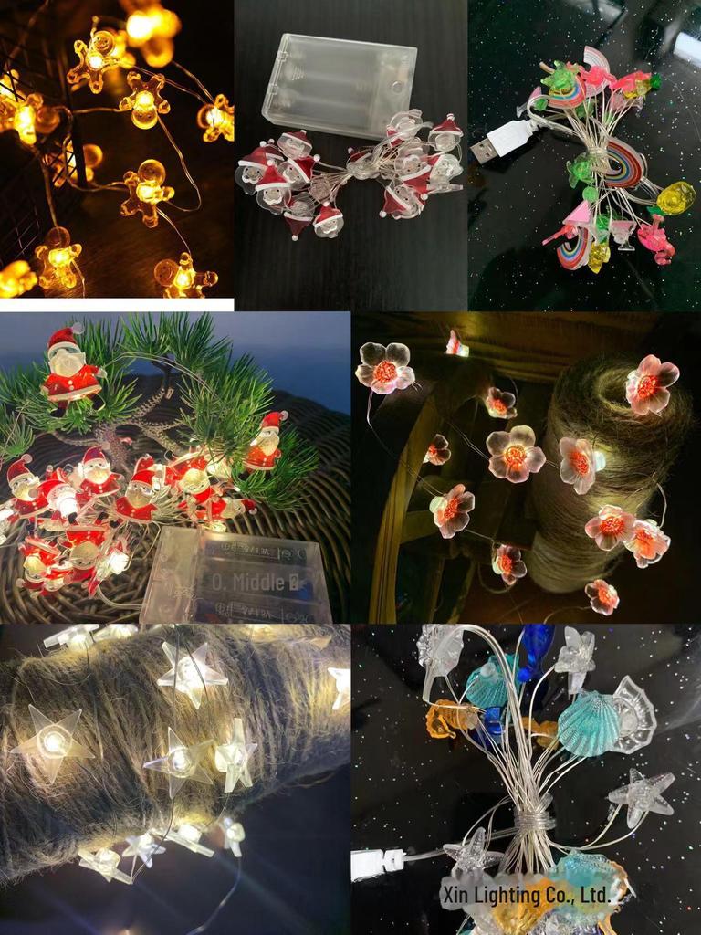 Светодиодное рождественское украшение: Гирлянды из медной проволоки в виде снеговика и оленя в черной шапке для сада, балкона, фонарей.