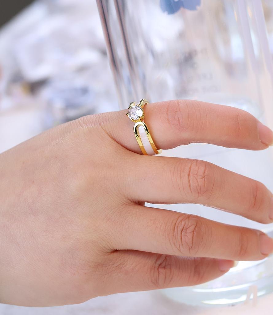 Lokaer 2 слоя черные/белые керамические обручальные кольца с кристаллами ювелирные изделия AAA циркон из нержавеющей стали со стразами обручальные