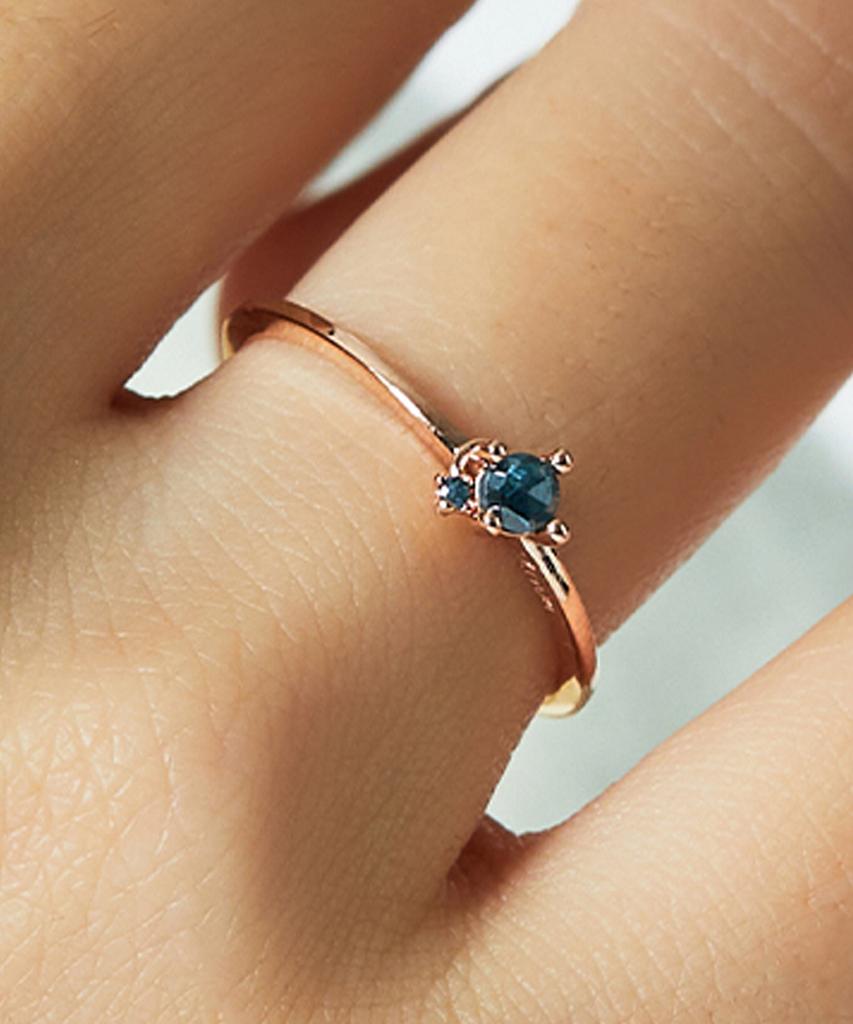 Helene Jewelry 14K 18K Aria Rough Blue Diamond Miss Ring Gold Ring
