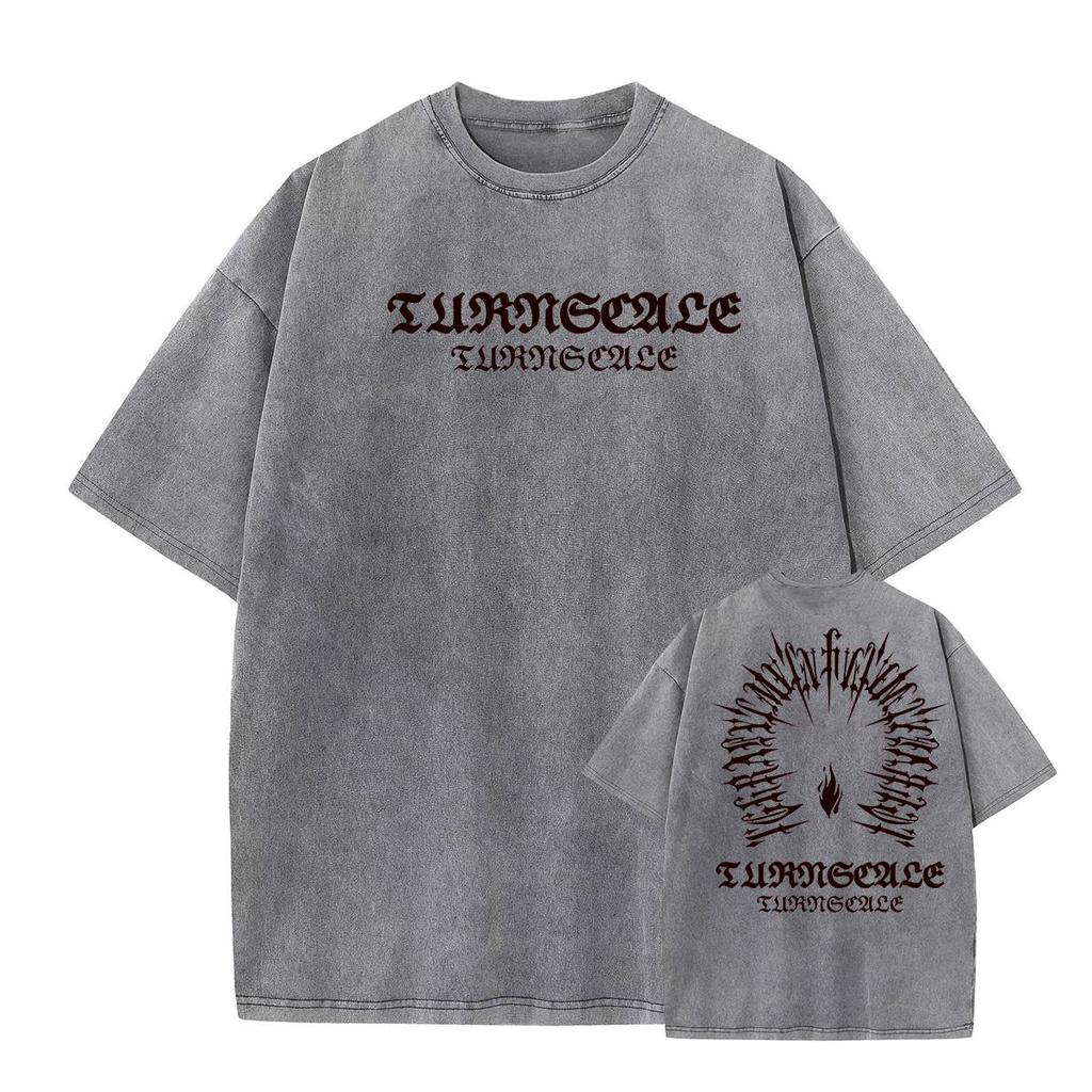 2026 100% Cotton Acid Washed Vintage Short Sleeve T Shirt Front and Back Printing Streetwear HipHop Harajuku Oversized T Shirts