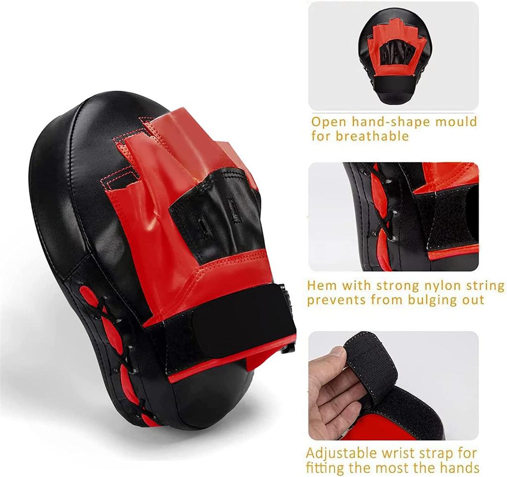 Боксерские перчатки Valleycomfy Боксерские перчатки Перчатки для тренировок Боевые искусства Практика карате Восполняет недостаток упражнений (Черный Красный)