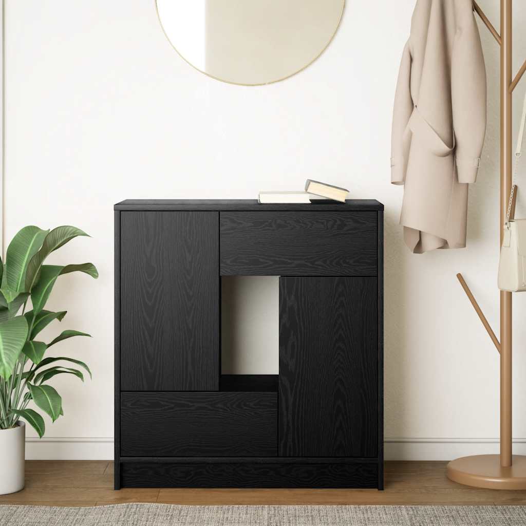 Sideboard with Drawers and Doors Black Oak Effect