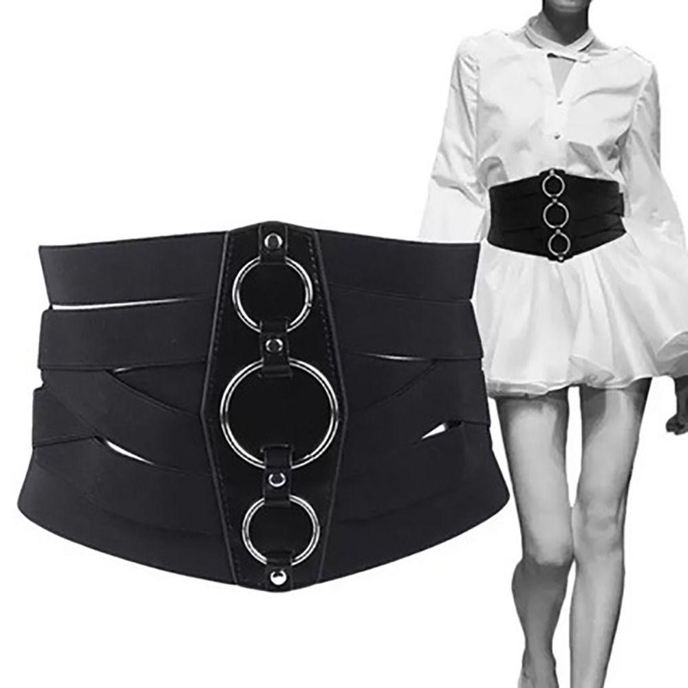 Euro-American Aesthetic Corset Belt Black Waistband Trendy Waist Stretch Cummerbunds Female