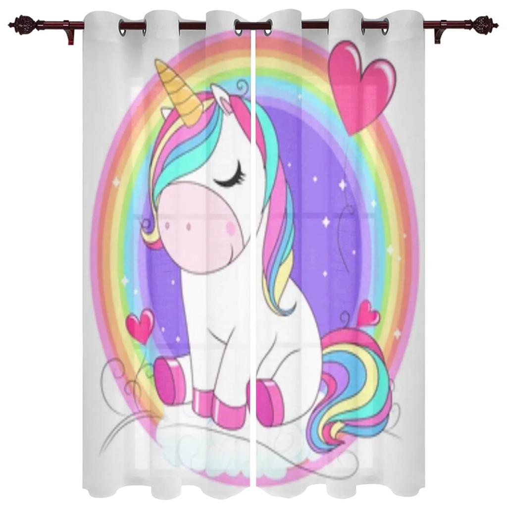 Мультяшный милый единорог окна шторы для гостиной детской спальни оконные шторы кухонные шторы 2 панели cortinas