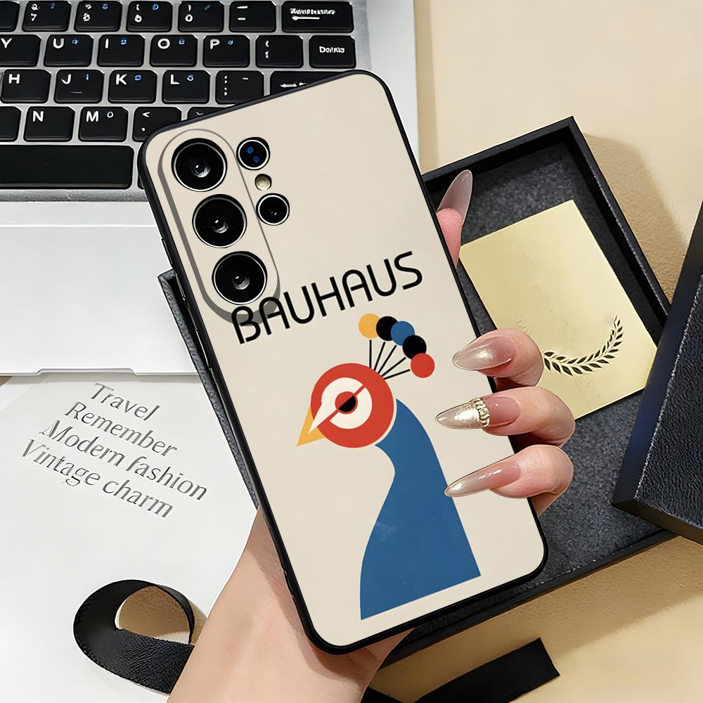 Abstract Bauhaus-style Phone Case For Samsung S26 S25 S24 FE S23 S22 S21 Plus S20 Ultra Note20Ultra Black Soft Shell