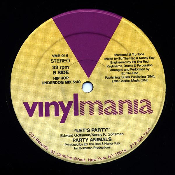 12-дюймовая пластинка PARTY ANIMALS Lets Party VMR016 Vinylmania 1988 US Rap HipHopRB