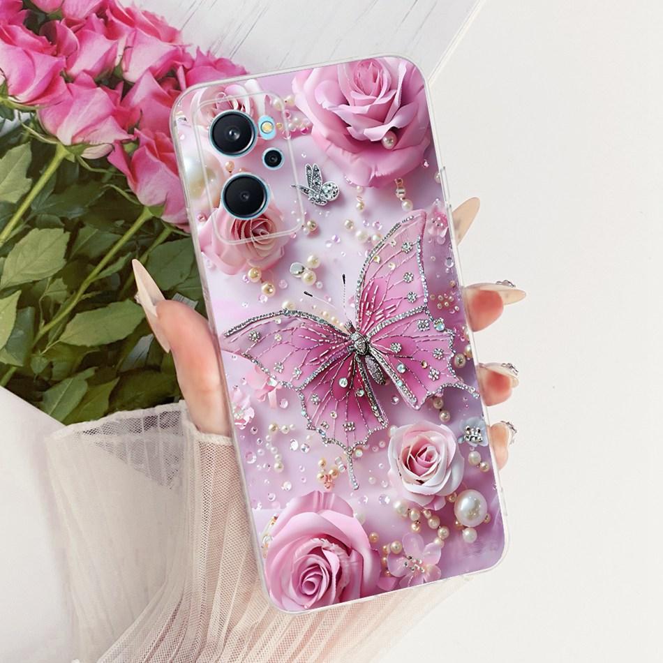 For Realme 9i RMX3491 Cute Flower Butterfly Cat Painted Case For Realme9i 4G Soft Silicone TPU Phone Cases