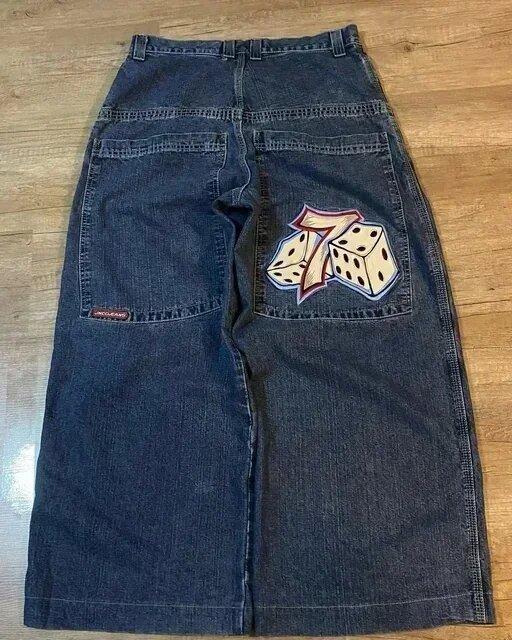 Джинсы JNCO Винтажные Хип-хоп Свободные Джинсы Мужские Готические С Высокой Талией Широкие Штаны Уличная Одежда