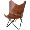 Vintage Lounge Accent Chair Classic Buffalo Leather Butterfly Chair Retro BKF